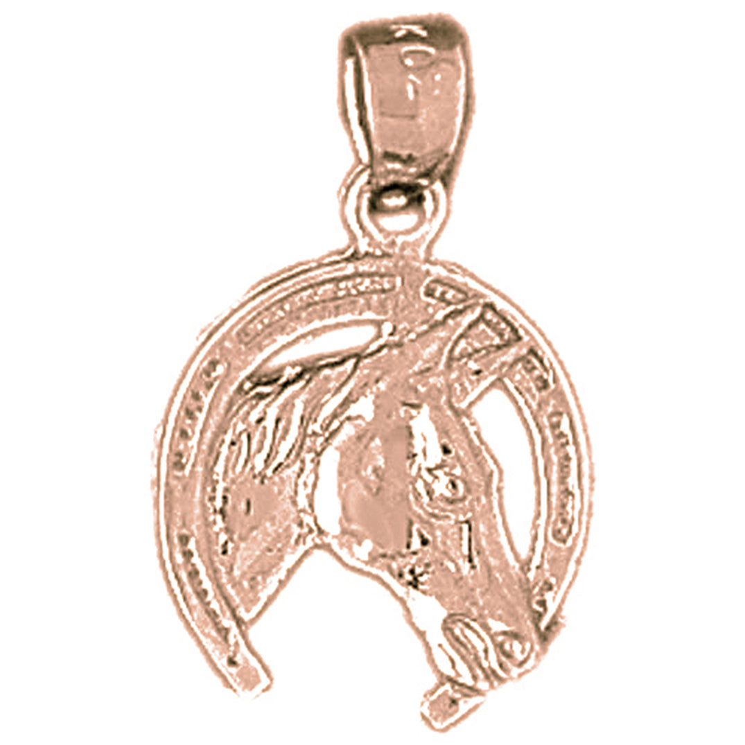 14K or 18K Gold Horseshoe With Horse Pendant