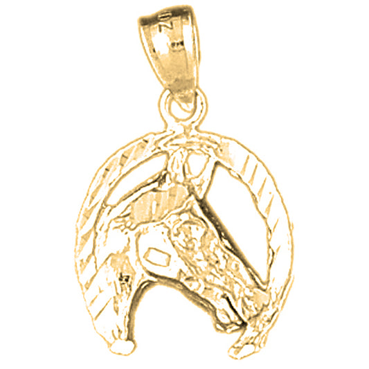 14K or 18K Gold Horseshoe With Horse Pendant