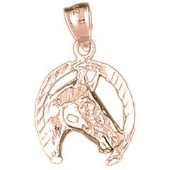 14K or 18K Gold Horseshoe With Horse Pendant