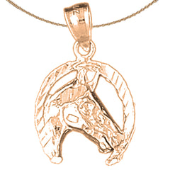 14K or 18K Gold Horseshoe With Horse Pendant