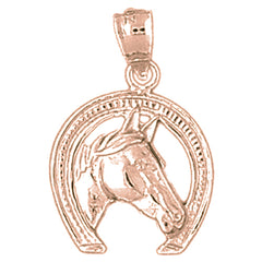 14K or 18K Gold Horseshoe With Horse Pendant