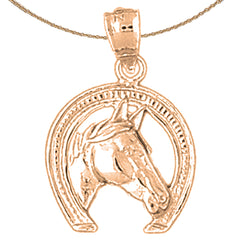 14K or 18K Gold Horseshoe With Horse Pendant