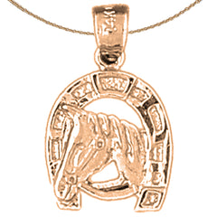 14K or 18K Gold Horseshoe With Horse Pendant