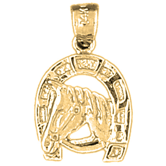 14K or 18K Gold Horseshoe With Horse Pendant