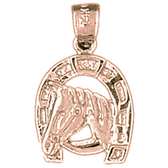 14K or 18K Gold Horseshoe With Horse Pendant