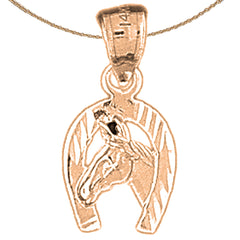 14K or 18K Gold Horseshoe With Horse Pendant