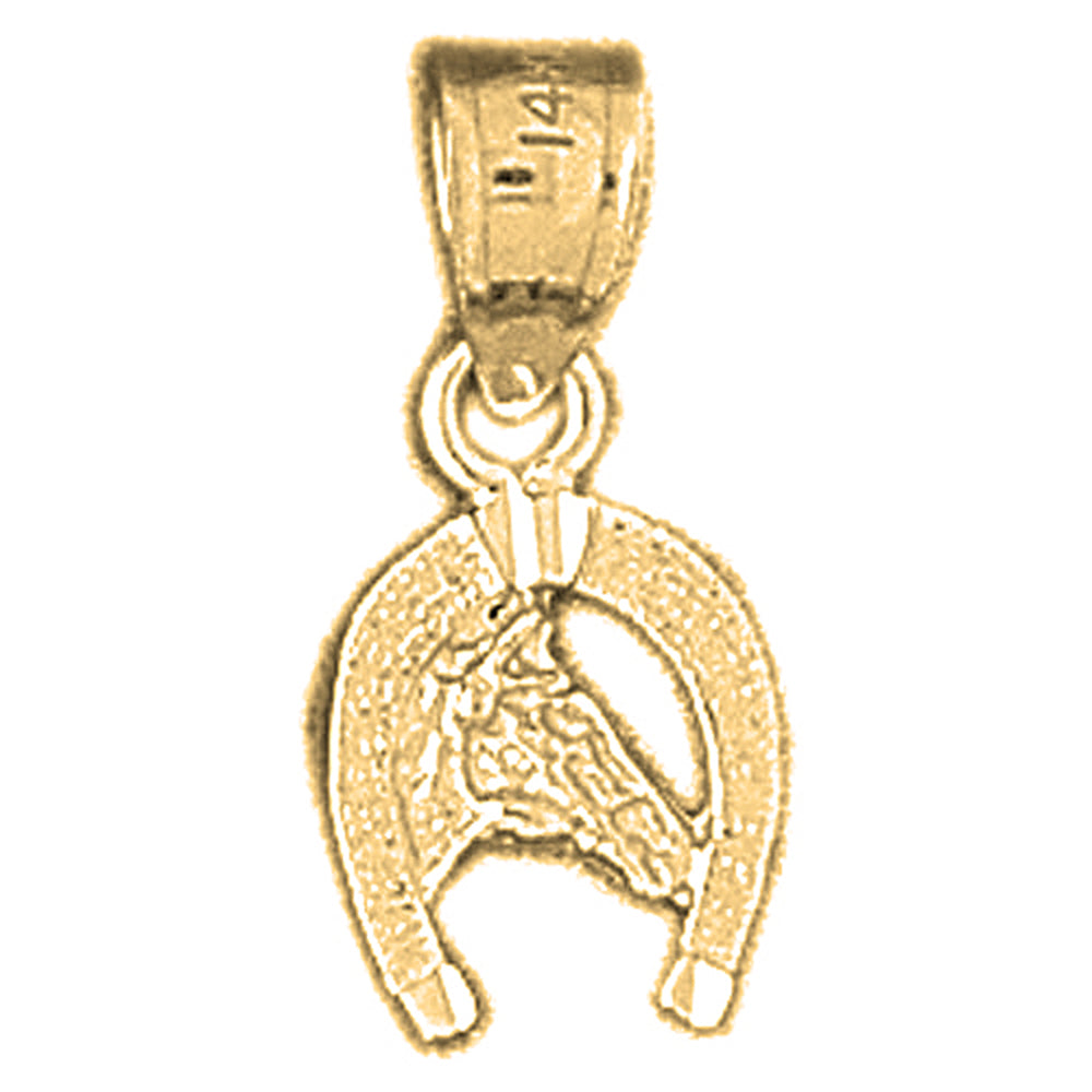 14K or 18K Gold Horseshoe With Horse Pendant