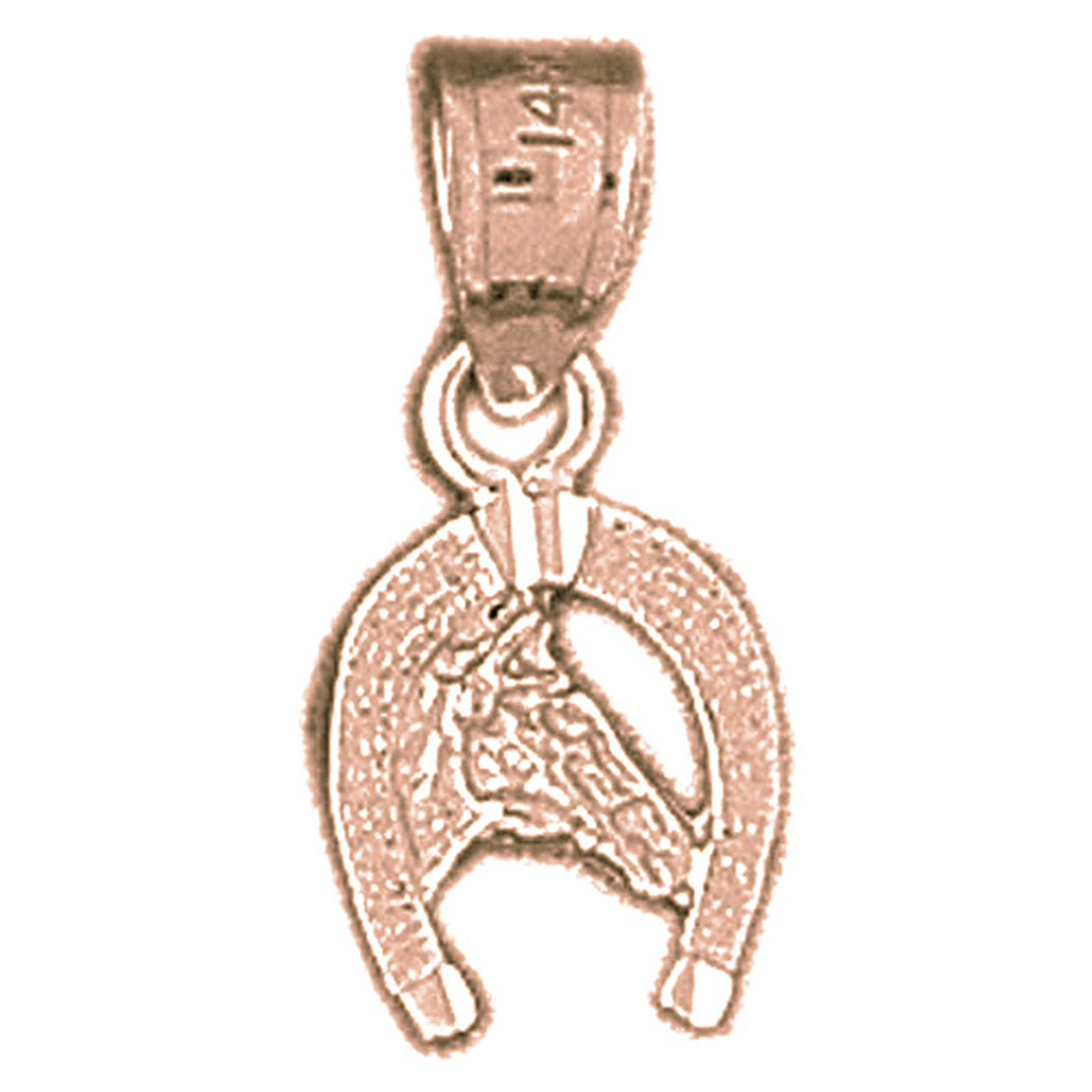 14K or 18K Gold Horseshoe With Horse Pendant