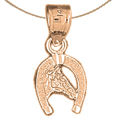 14K or 18K Gold Horseshoe With Horse Pendant