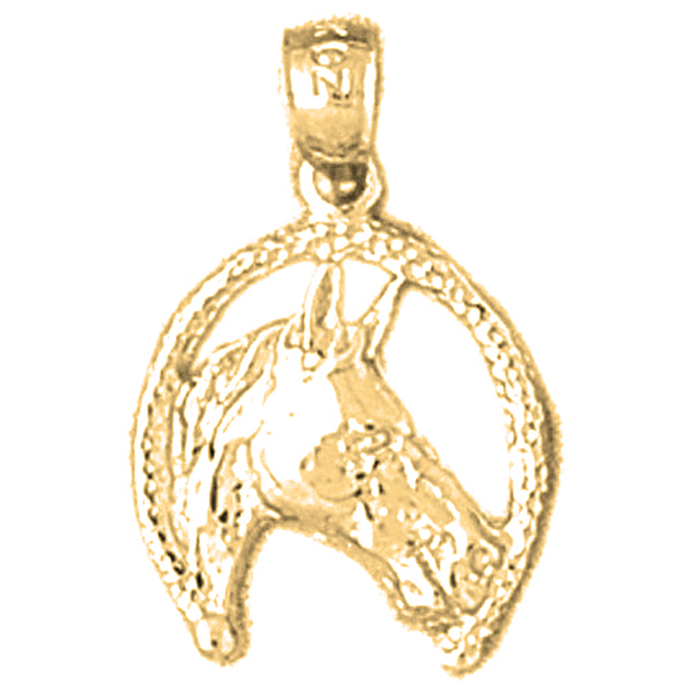 14K or 18K Gold Horseshoe With Horse Pendant