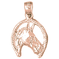 14K or 18K Gold Horseshoe With Horse Pendant