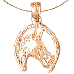 14K or 18K Gold Horseshoe With Horse Pendant