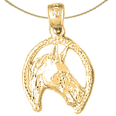 14K or 18K Gold Horseshoe With Horse Pendant