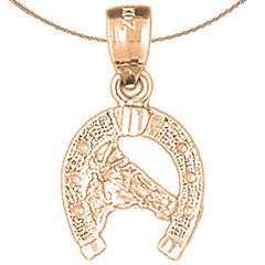 14K or 18K Gold Horseshoe With Horse Pendant