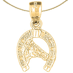 14K or 18K Gold Horseshoe With Horse Pendant