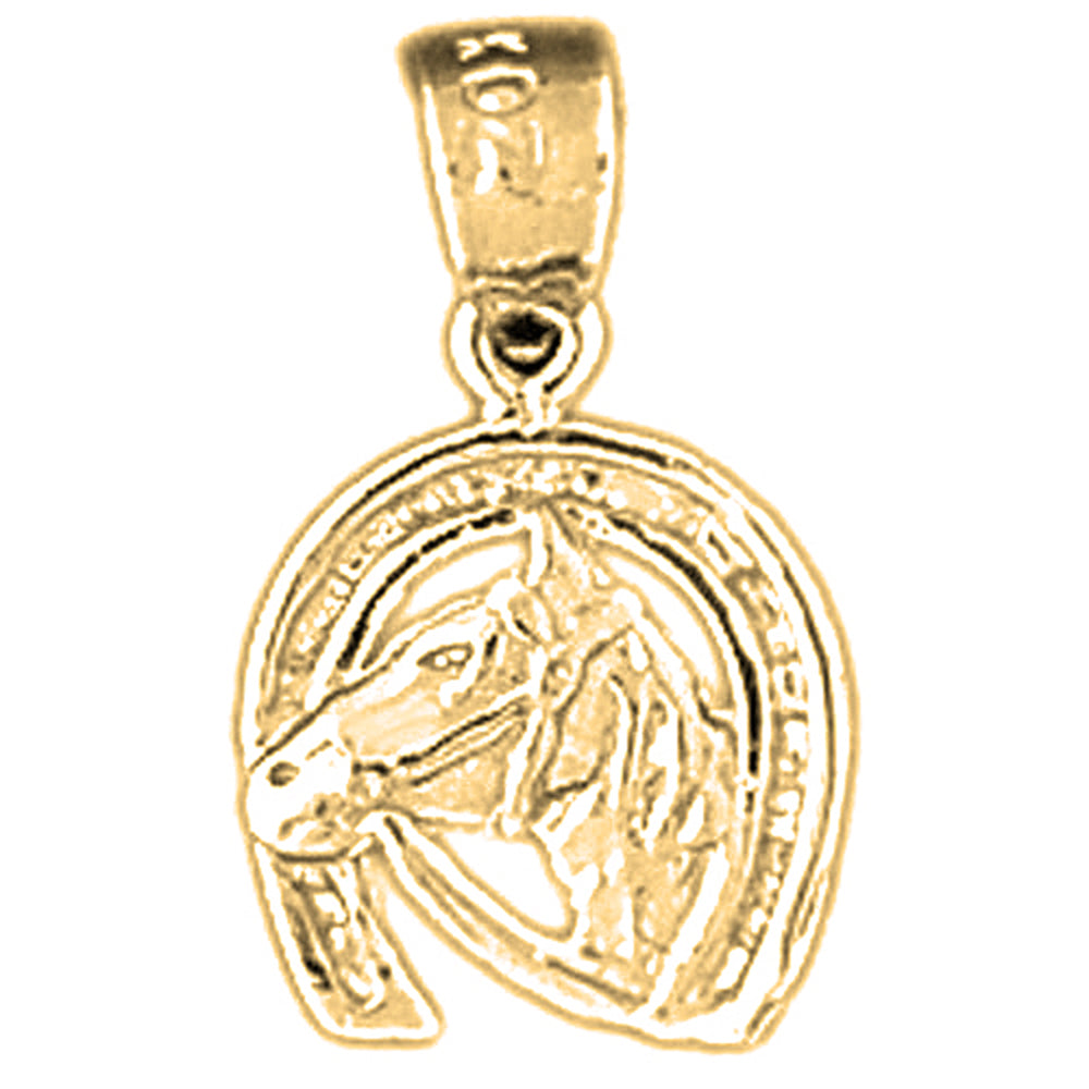 14K or 18K Gold Horseshoe With Horse Pendant