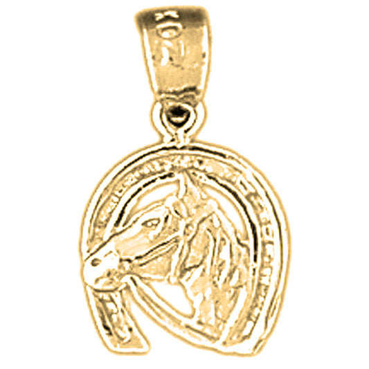 14K or 18K Gold Horseshoe With Horse Pendant