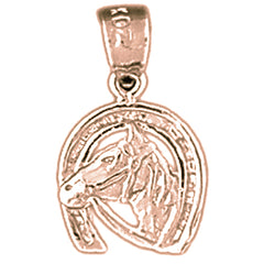 14K or 18K Gold Horseshoe With Horse Pendant