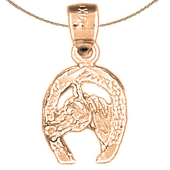 14K or 18K Gold Horseshoe With Horse Pendant