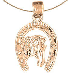 14K or 18K Gold Horseshoe With Horse Pendant