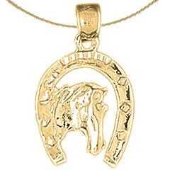 14K or 18K Gold Horseshoe With Horse Pendant