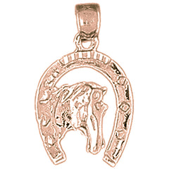 14K or 18K Gold Horseshoe With Horse Pendant