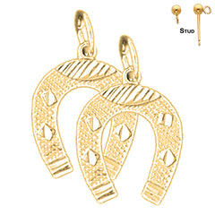 Sterling Silver 21mm Horseshoe Earrings (White or Yellow Gold Plated)