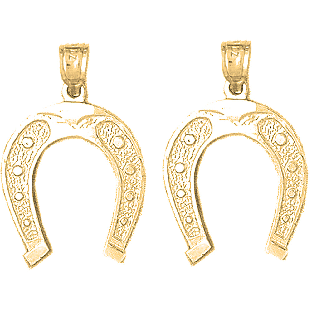 Yellow Gold-plated Silver 27mm Horseshoe Earrings