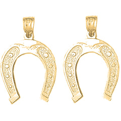 Yellow Gold-plated Silver 27mm Horseshoe Earrings