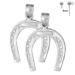 Sterling Silver 24mm Horseshoe Earrings (White or Yellow Gold Plated)