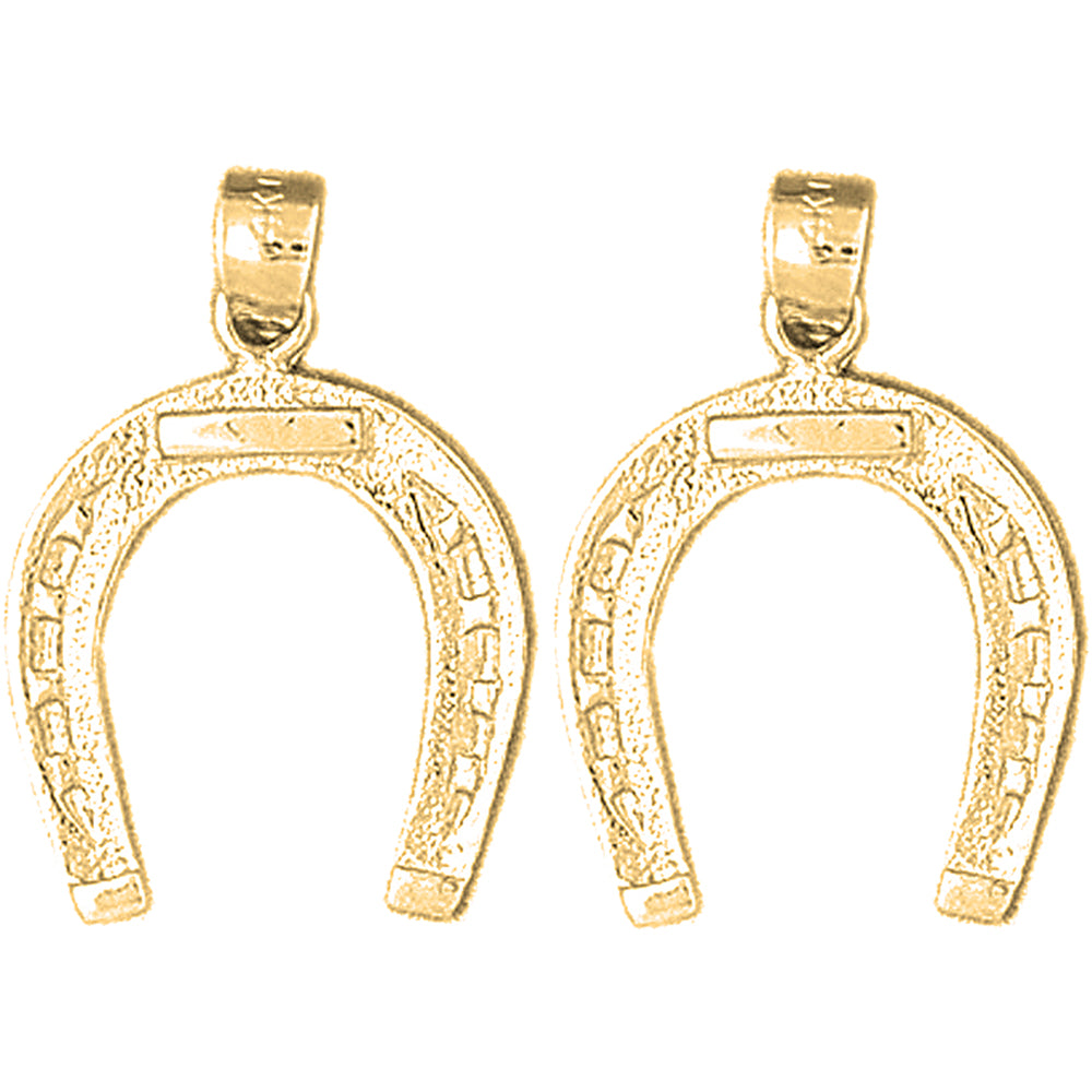 Yellow Gold-plated Silver 24mm Horseshoe Earrings