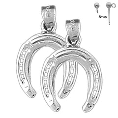 Sterling Silver 21mm Horseshoe Earrings (White or Yellow Gold Plated)