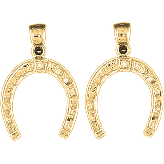 Yellow Gold-plated Silver 26mm Horseshoe Earrings