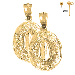 Pendientes de sombrero de vaquero 3D de plata de ley de 24 mm (chapados en oro blanco o amarillo)