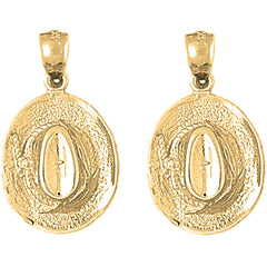 Yellow Gold-plated Silver 24mm 3D Cowboy Hat Earrings