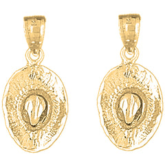 Yellow Gold-plated Silver 24mm 3D Cowboy Hat Earrings