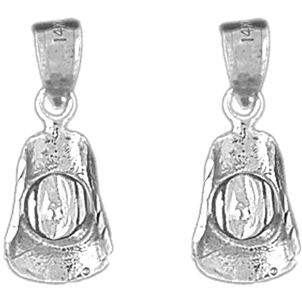 Sterling Silver 20mm 3D Cowboy Hat Earrings