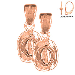 14K or 18K Gold 3D Cowboy Hat Earrings