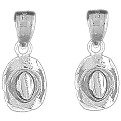 Sterling Silver 19mm 3D Cowboy Hat Earrings