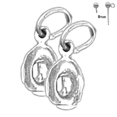 13 mm große 3D-Cowboyhut-Ohrringe aus Sterlingsilber (weiß- oder gelbvergoldet)
