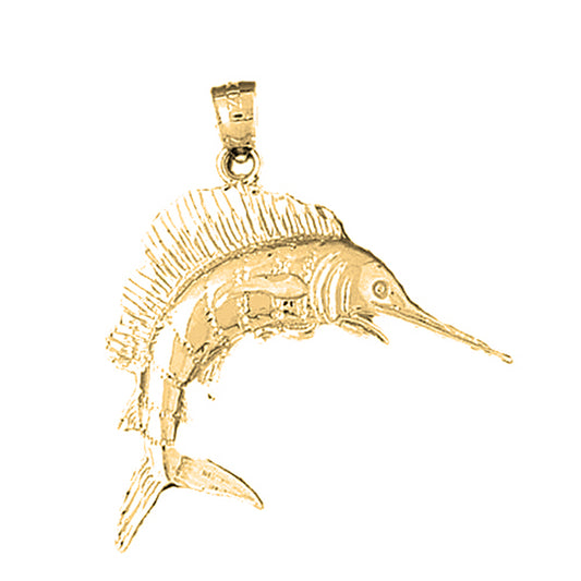 10K, 14K or 18K Gold Sailfish Pendant