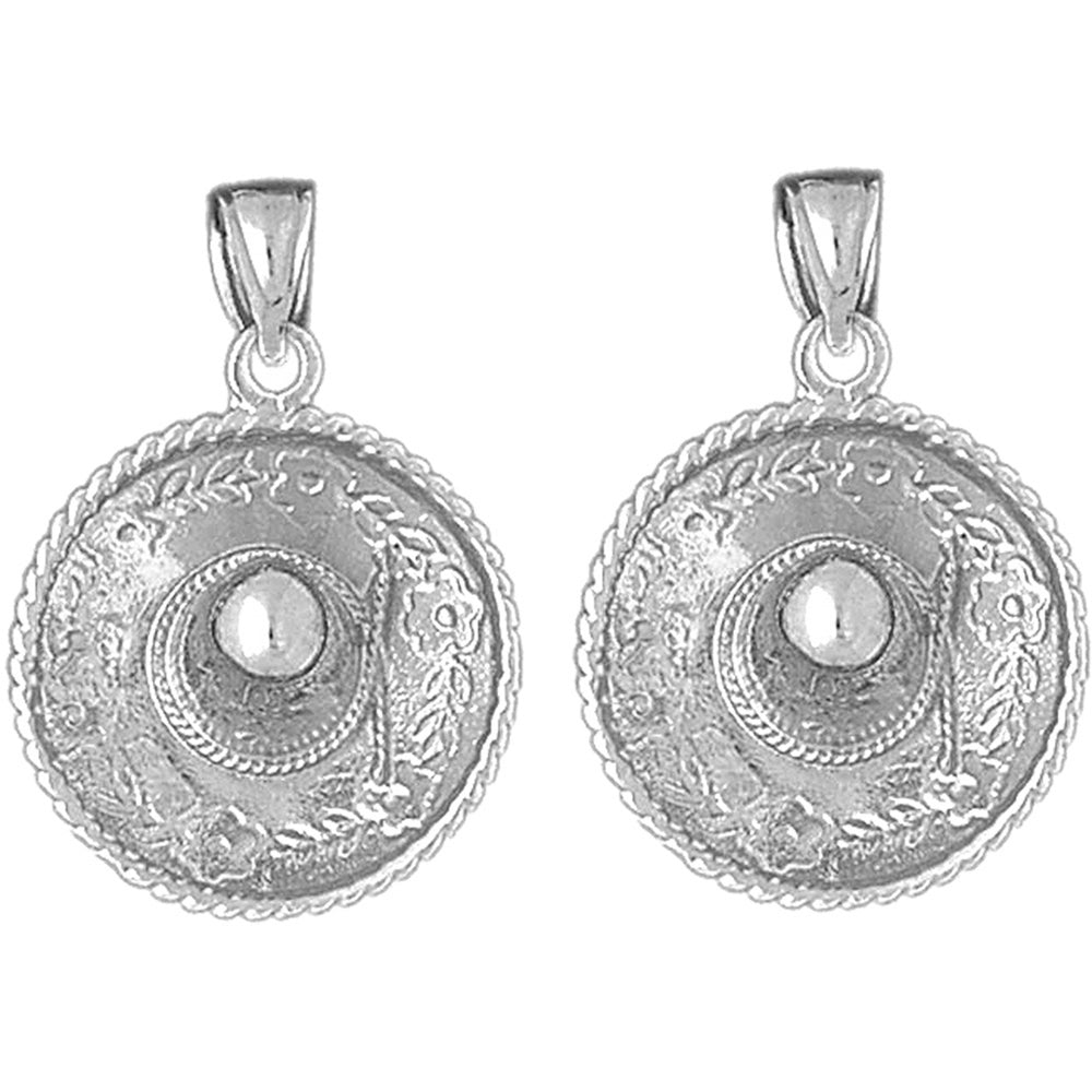 Sterling Silver 31mm 3D Sombrero Earrings