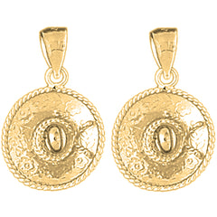 Yellow Gold-plated Silver 24mm 3D Sombrero Earrings