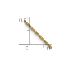 Cadena de cuerda suelta de oro amarillo de 10 quilates de 1,2 mm
