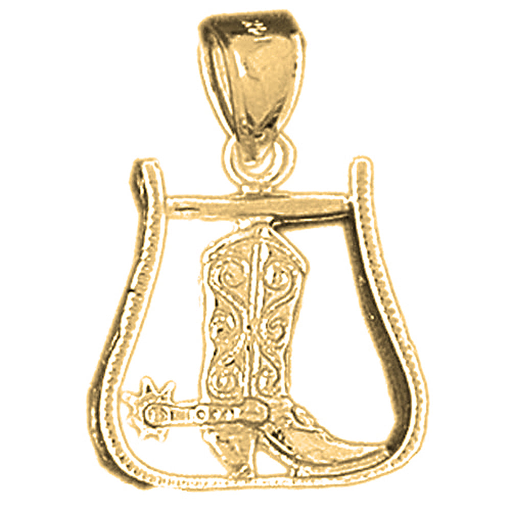 10K, 14K or 18K Gold Spur With Cowboy Boot Pendant