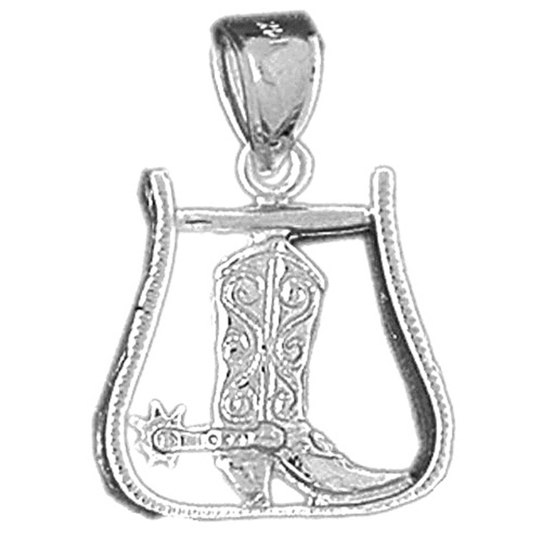 10K, 14K or 18K Gold Spur With Cowboy Boot Pendant