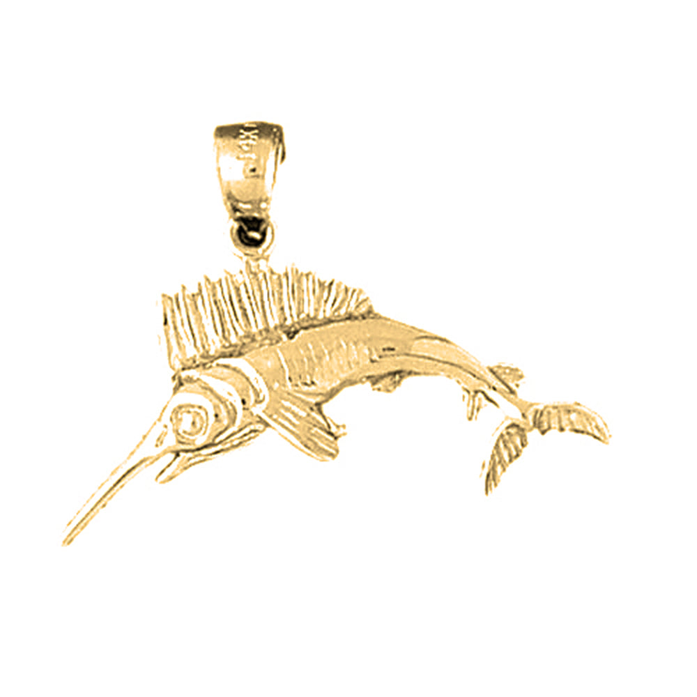 10K, 14K or 18K Gold Marlin Pendant