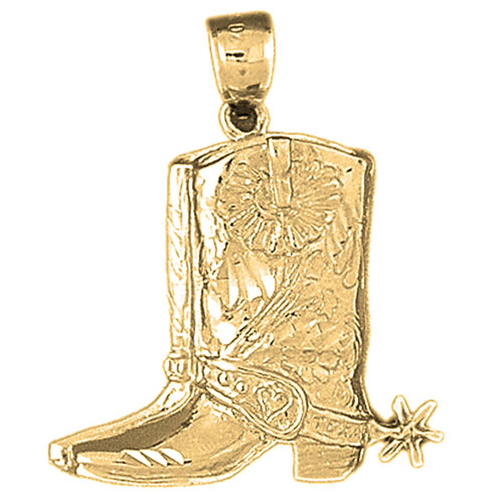 10K, 14K or 18K Gold Cowboy Boots Pendant