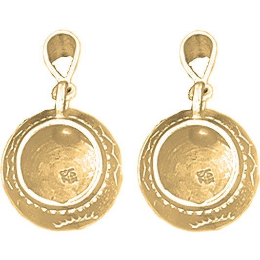 Yellow Gold-plated Silver 25mm 3D Indian Pottery Earrings