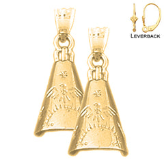 Sterling Silver 24mm Teepee Earrings (White or Yellow Gold Plated)